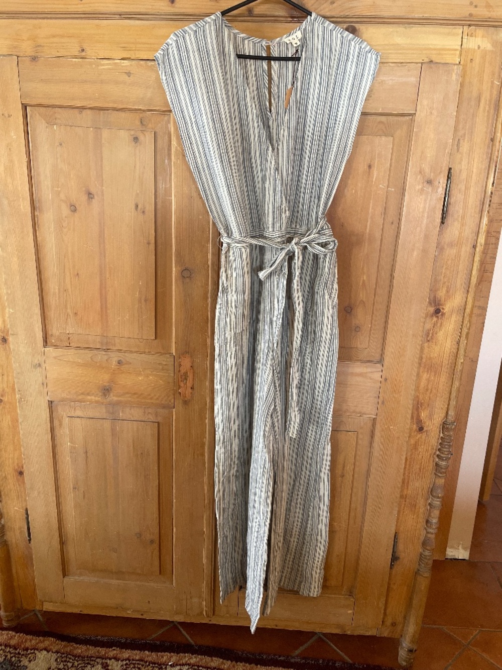 POL cotton/hemp striped jumpsuit